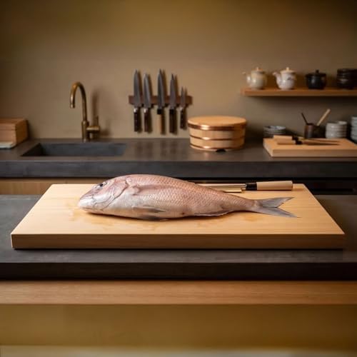 BOUMBI Hinoki Wood Cutting Board, 35.4 x 15.4 x 1.8 inches