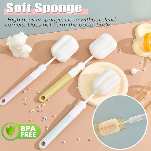 Spong Bottle Brush 5PCS Cup Brushes Sponge Baby Bottle Brushes Long
