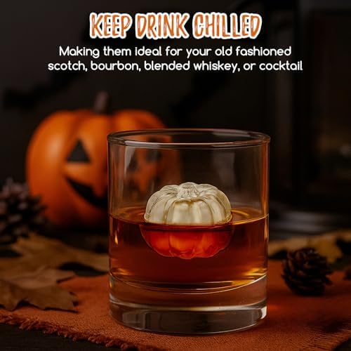 Orange 3D Pumpkin Ice Cube Tray for Freezer, Halloween Pumpkin Ice