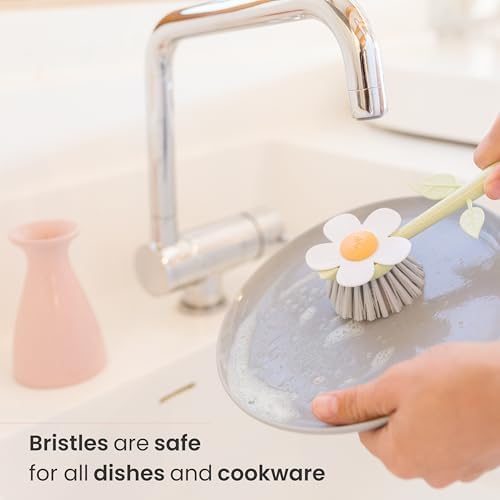 Vigar Florganic Dish Brush with Holder, Pink