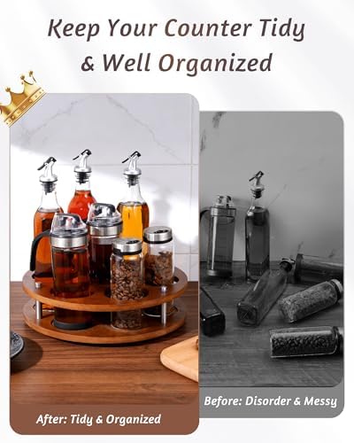 Rotating Wood Tumbler Organizer, 30 oz 40 oz Spinning Turnable