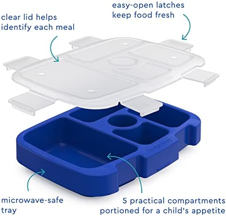 Bentgo Kids Prints Tray with Transparent Cover, 5-Compartment