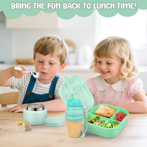 Lunch Box Kids, Girls Lunch Box 5 Compartment Bento Box for Kids with