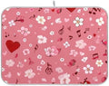OTVEE Heart Melody Pattern Dish Drying Mat for Kitchen Counter