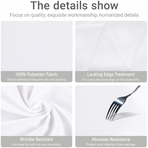 MRJ Round Tablecloth 90 Inch Washable Resistant Wrinkle Polyester