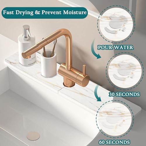 Mrcrypos Stone Faucet Mat for Kitchen Sink, 23.6" Fast Drying Sink