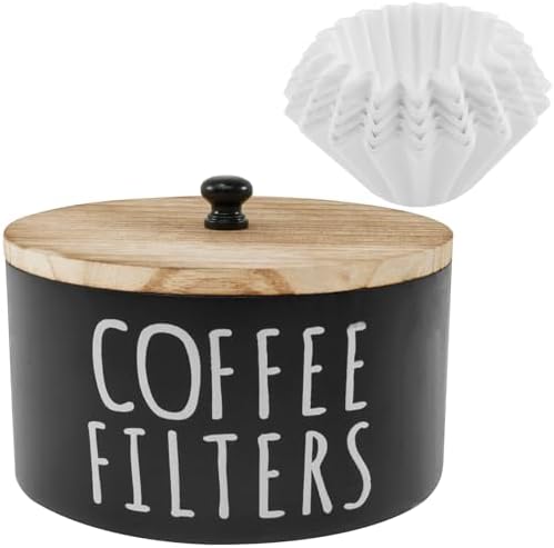Coffee Filter Holder, Wooden Large Capacity Rustic Coffee Filter