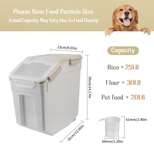 Large Flour Storage Container Bin 25lb, 2Pack Airtight Rice Storage