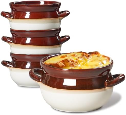 ONEMORE French Onion Soup Bowls, Oven Safe Soup Crocks with Handles