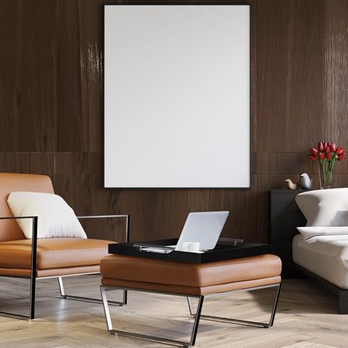 Remagr 24'' Large Square Wood Ottoman Tray, Black, Classic
