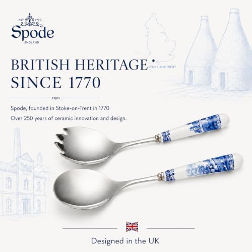 Spode – Blue Italian – Blue Italian Salad Servers – BlueWhite, Set of