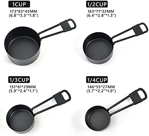 Black Stainless Steel Measuring Cups and Spoons Set, 9PCS