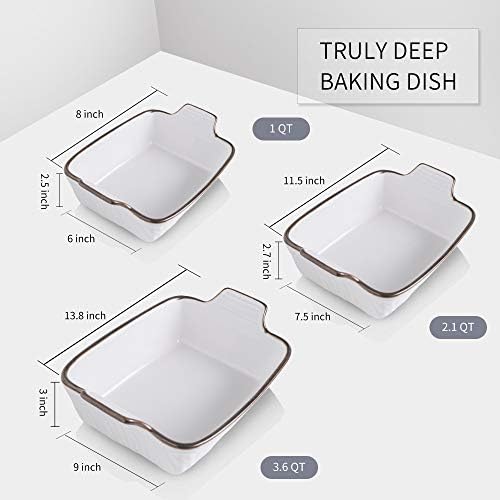 KOOV Ceramic Baking Dish Set, 9 x 13 Inches, 3-Piece