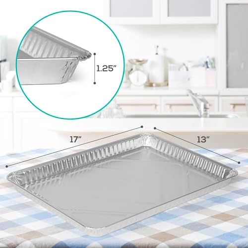PLASTICPRO Aluminum Pans 5 Pack Disposable Cookie Sheets 13 x 17