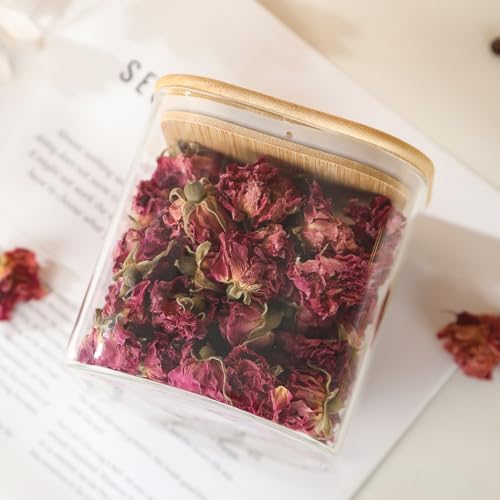 4-Pack Square Glass Containers with Bamboo Lids, 24 fl oz
