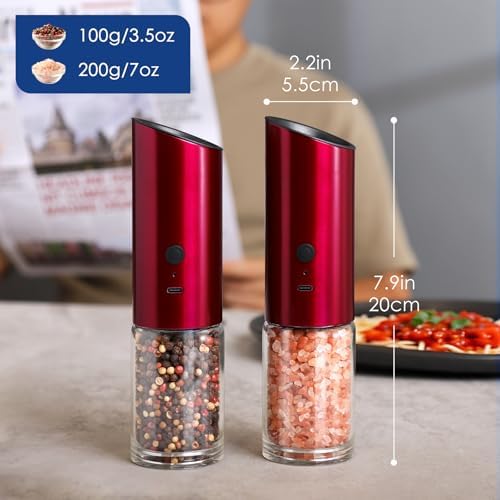 Vzaahu Gravity Electric Pepper and Salt Grinder Set, 2 Pack