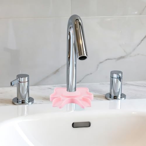 INCREWAY Pink Bow Silicone Faucet Splash Guard Mat 2PCS, Sink Faucet