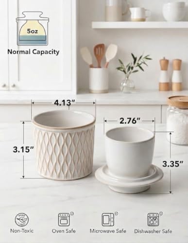 Butter Crock with Lid for Countertop, French Butter Dish with Water