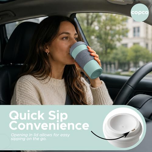 Copco Acadia Travel Mug with Lid, 16 Oz - Aqua & Gray, Set of 2