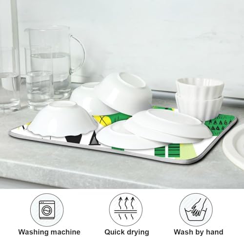 OTVEE Dinosaur Shape Design Dish Drying Mat for Kitchen Counter