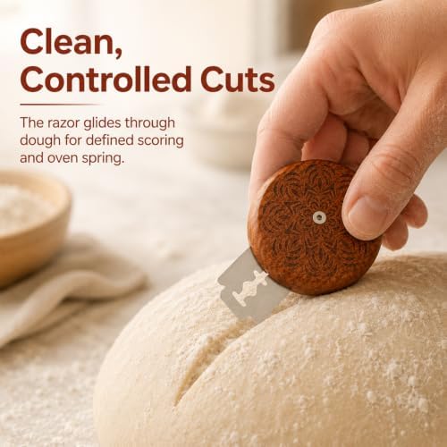 UFO Bread Lame Cutter for Homemade Sourdough Bread Makers, Wooden