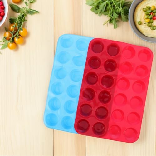 STOBAZA 2pcs 24-cup round Silicone Muffin Pan with Nonstick Easy