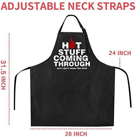 Rosoz Funny BBQ Black Chef Aprons for Men Adjustable Kitchen Cooking
