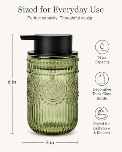 Foaming Soap Dispenser, Vintage Embossed Glass Foam Soap Dispenser