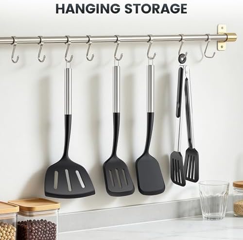 Silicone Spatula Set, 4-Piece, 12" Grill Tongs