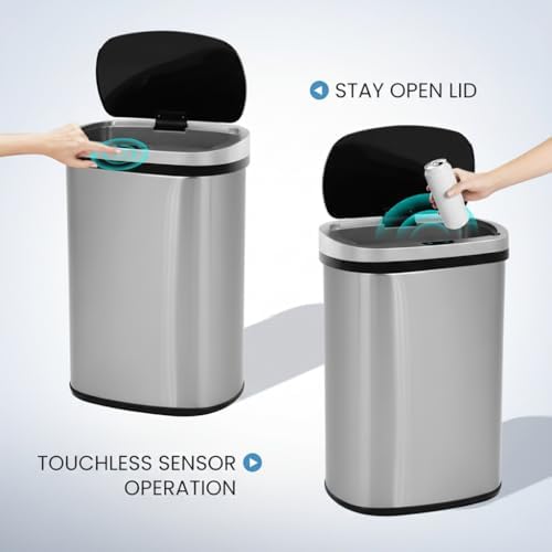 13 Gallon Motion Sensor Stainless Steel Kitchen Trash Can