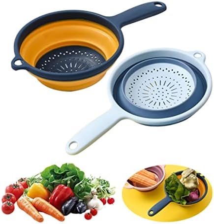 Collapsible Colander with Handle, 2PCS Foldable Fruit & Vegetable