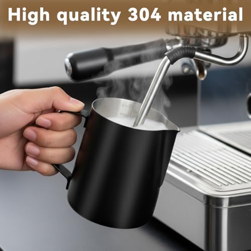 2 Pack Matte Black Milk Frothing Pitcher, 12oz/350ml and 20oz/600ml