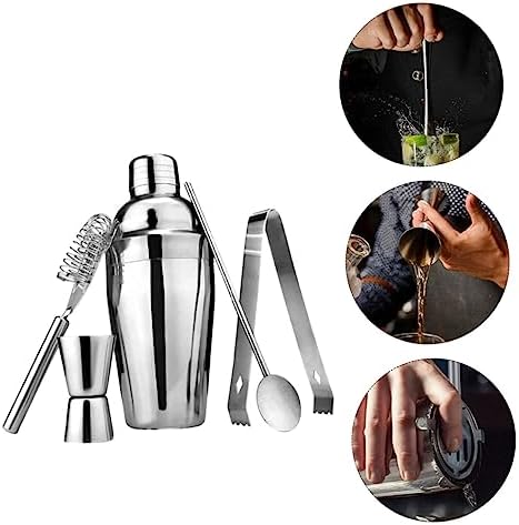 HAKIDZEL 5pcs Stainless Steel Cocktail Bartending Set Stir Bar Spoon