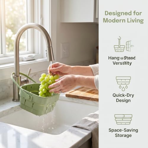 2-Pack Foldable Hanging Sink Strainer Basket, Collapsible