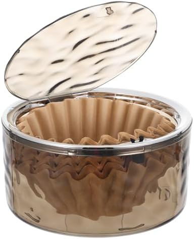 Coffee Filter Holder with Push-Button Lid, Gray Acrylic Filter Storage