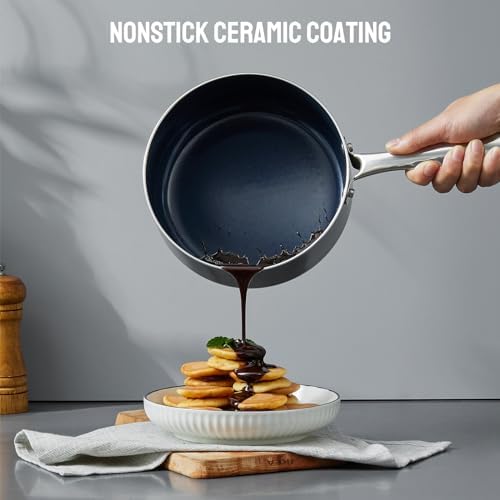 BEZIA Nonstick Induction Cookware Set, 6-Piece Pots and Pans Set with
