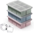 VLM 3 Pack Large Ice Cube Molds, Silicone Ice Cube Tray with Lid for