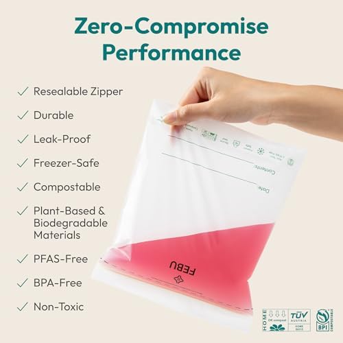 FEBU Compostable Food Storage Bags Variety Pack, 260 Count