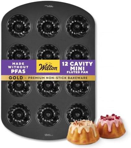 Wilton Gold Non-Stick Mini Fluted Tube Pan, Made Without PFAS
