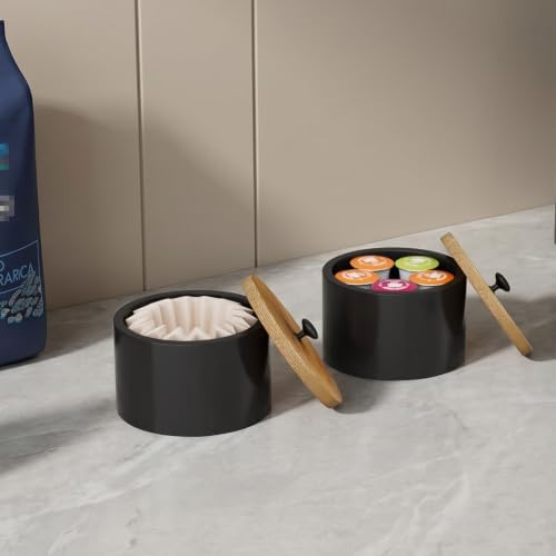 Wooden Coffee Filter Holder for Counter, Large Coffee Filter Storage