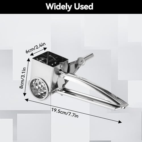 Rotary Cheese Grater, Stainless Steel, 3 Drum Blades