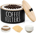 Coffee Filter Holder with Lid, Wooden Storage Container for Countertop