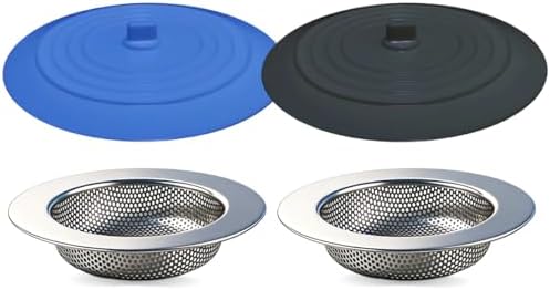 Seatery 4PCS Kitchen Sink Strainer Stopper Kit, Silicone, 4.5 Inch