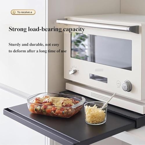 Carbon Steel Pull-Out Microwave Oven Bottom Rack, Black, 1pcs