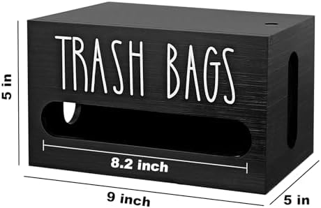Wooden Trash Bag Dispenser Organizer with Lid for Kitchen,Under Sink