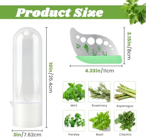 3Pcs Refrigerator Herb Keeper Containers with Herb Stripper