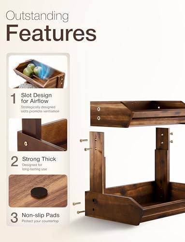 HOLANA Acacia 2 Tier Fruit Basket, Walnut Color