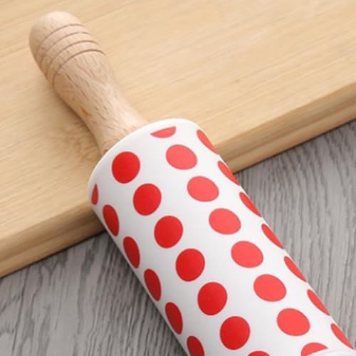 2pcs Silicone Rolling Pin Nonstick with Wooden Handle, Baking Roller