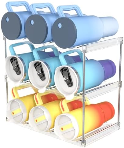 Yieach 3 Tier Stackable Water Bottle Holder for Cabinet and Pantry
