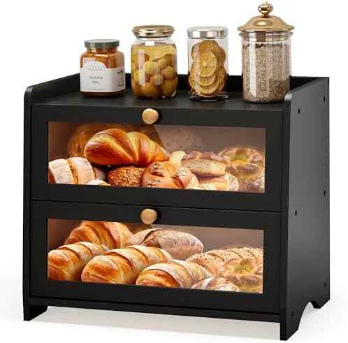 Double Layer Bread Box Container for Kitchen Countertop Homemade Bread
